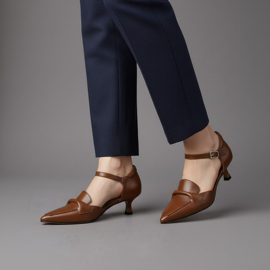 Elaine Kitten Heel Pump in Sienna Brown