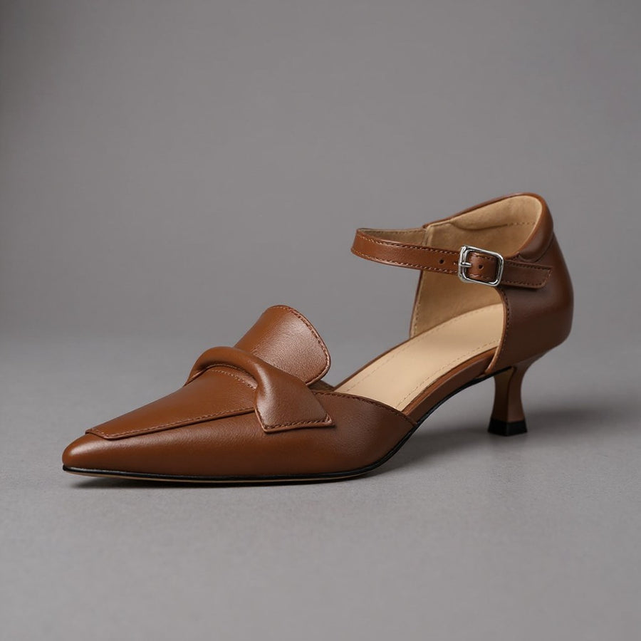 Elaine Kitten Heel Pump in Sienna Brown