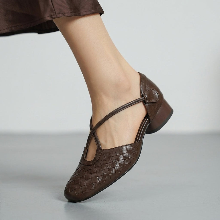 Elara Cross Strap Pump in Espresso Brown