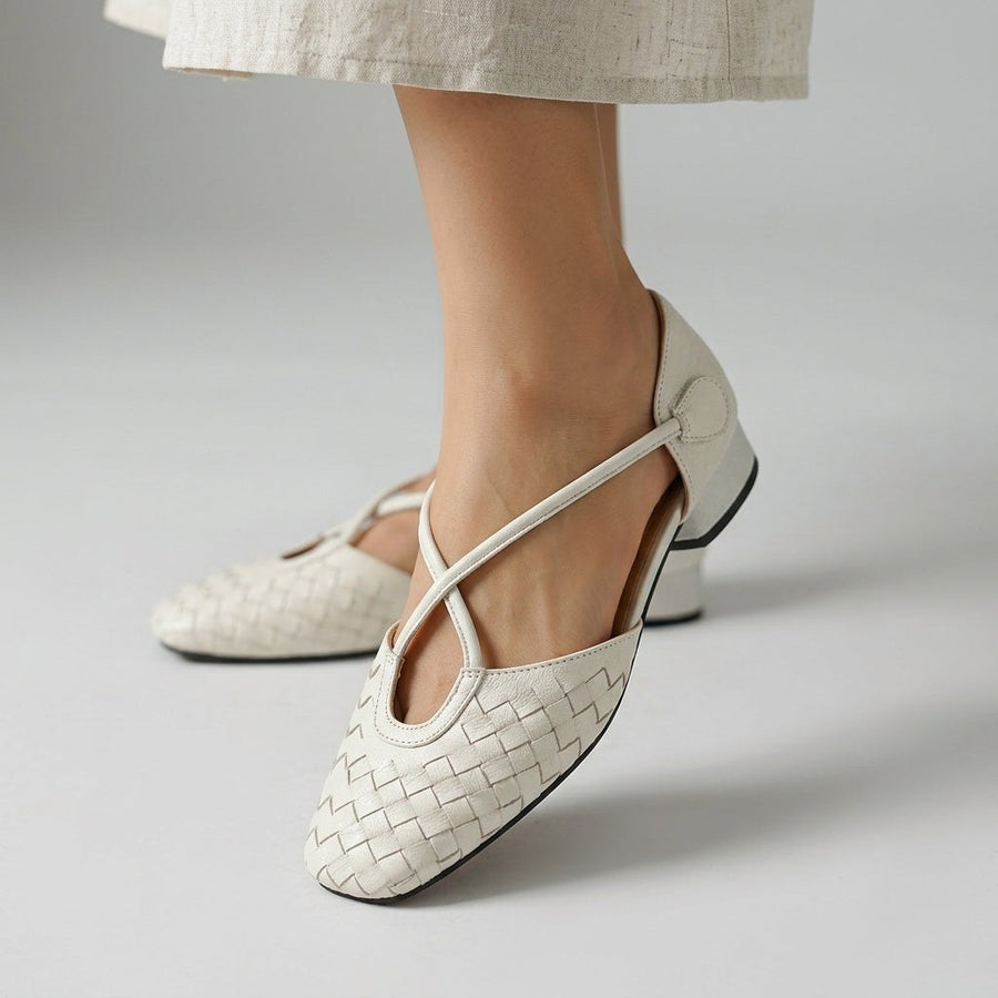 Elara Cross Strap Pump in Pearl