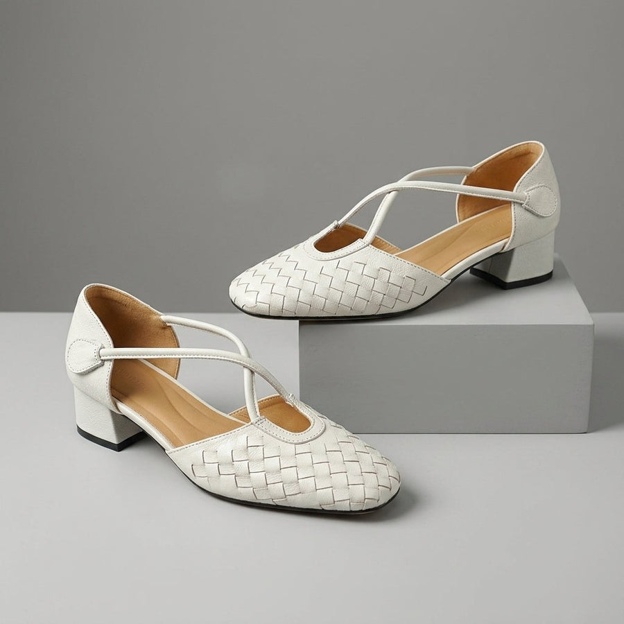 Elara Cross Strap Pump in Pearl