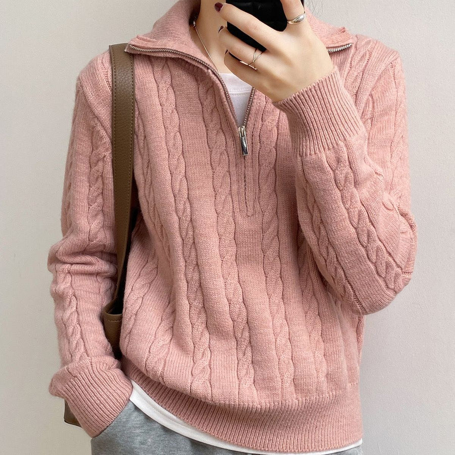 Elara Knit Sweater with Stand Collar
