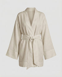 Elara Linen Blend Dress with Belted in Green