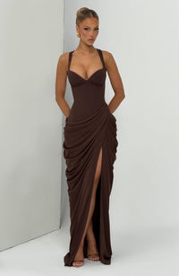 Adalyn Maxi Dress – Plum Brown