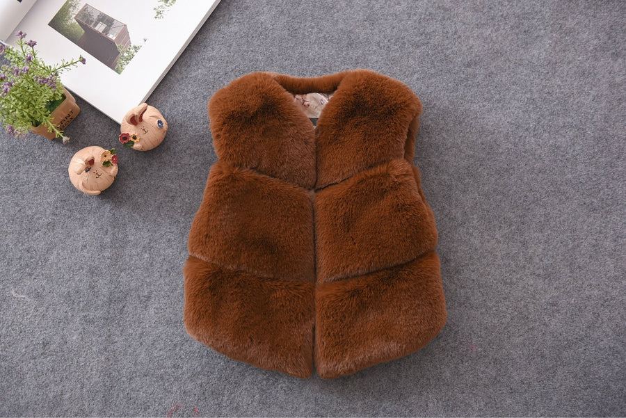 Elara Vest with Stand Collar in Brown
