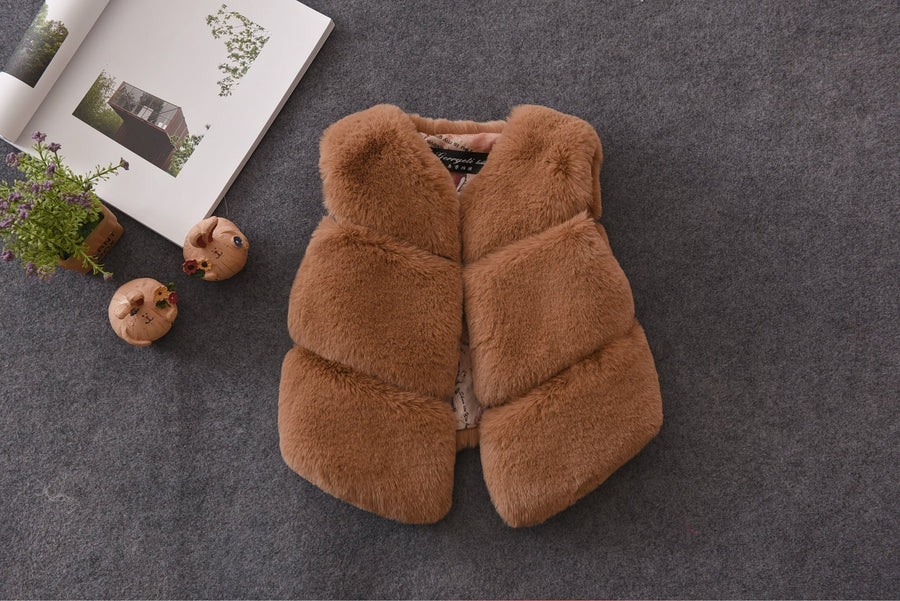 Elara Vest with Stand Collar in Light Brown