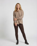 Elara Vintage Linen Blouse with Stand Collar