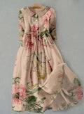 Elara Women's Floral Print Maxi Dress 3/4 Sleeve