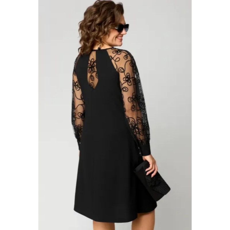 Elara™ Elegant Lace Dress in Black