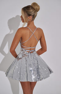 Rose Mini Dress - Silver