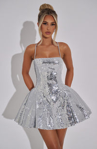Rose Mini Dress - Silver