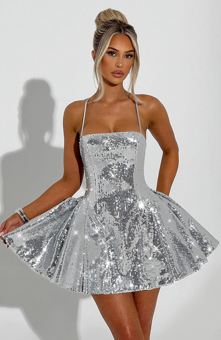 Rose Mini Dress - Silver