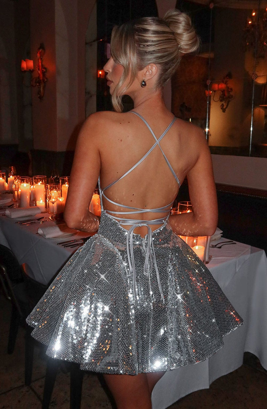 Rose Mini Dress - Silver