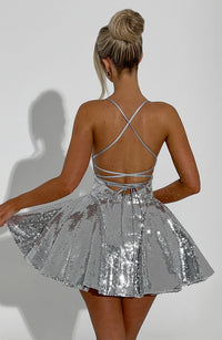 Rose Mini Dress - Silver