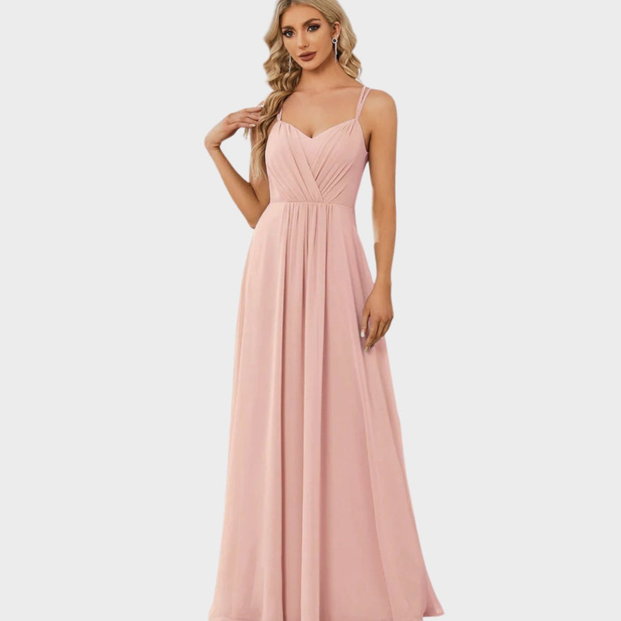 Roos | Women's Elegant Chiffon Sweetheart A-Line Evening Maxi Dress