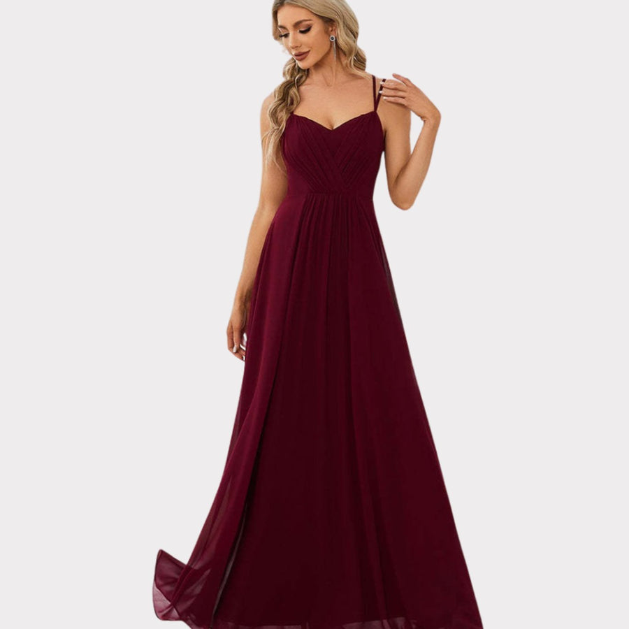 Roos | Women's Elegant Chiffon Sweetheart A-Line Evening Maxi Dress