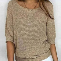 Mia | Women's Elegant Relaxed Crew Neck Knit Sweater