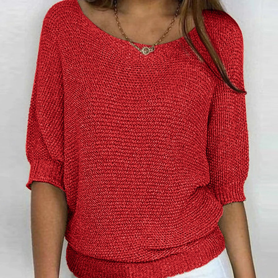 Mia | Women's Elegant Relaxed Crew Neck Knit Sweater