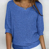 Mia | Women's Elegant Relaxed Crew Neck Knit Sweater