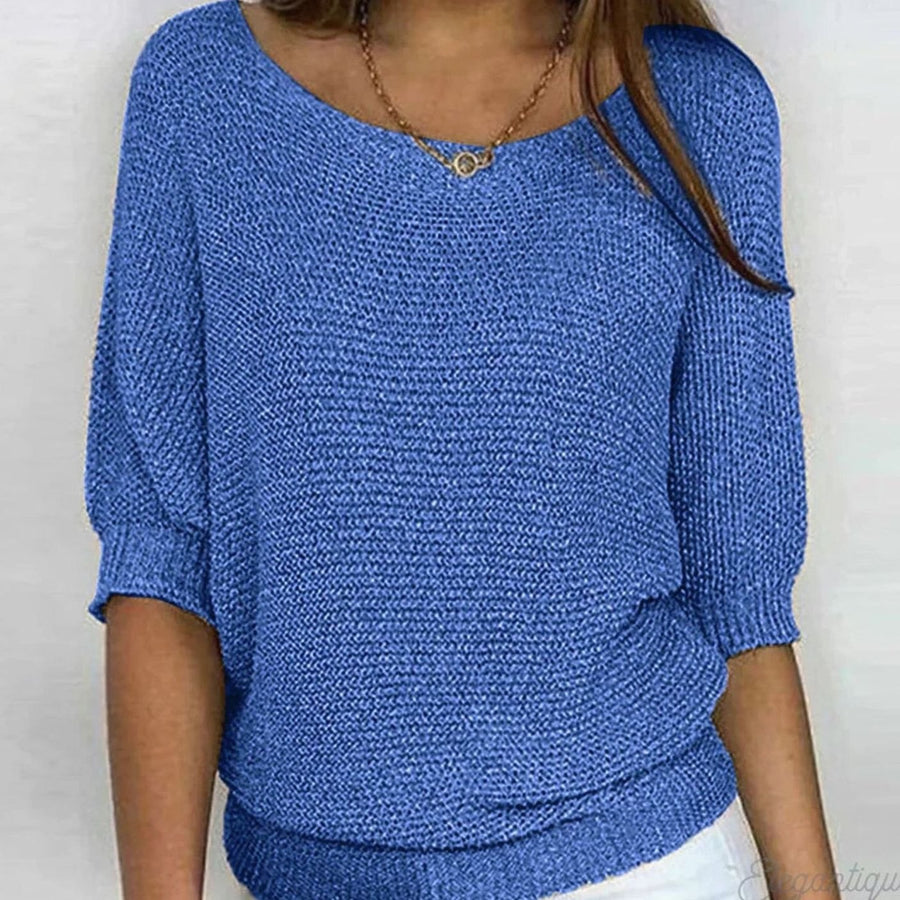 Mia | Women's Elegant Relaxed Crew Neck Knit Sweater