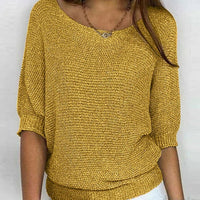 Mia | Women's Elegant Relaxed Crew Neck Knit Sweater