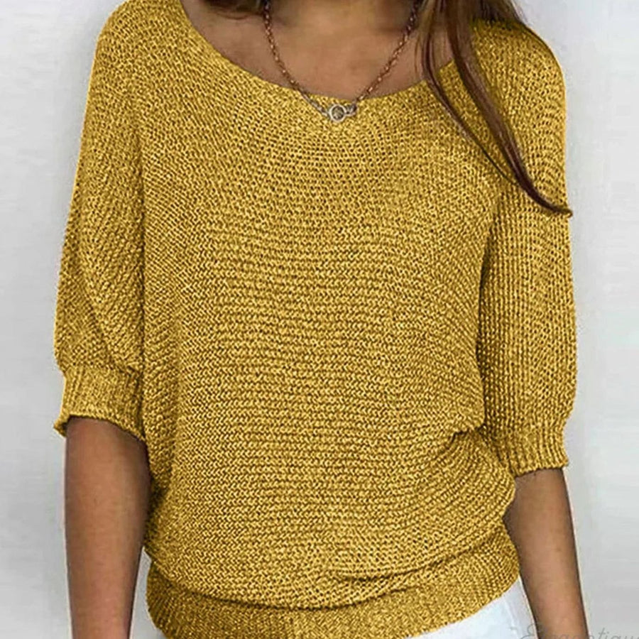 Mia | Women's Elegant Relaxed Crew Neck Knit Sweater