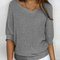Mia | Women's Elegant Relaxed Crew Neck Knit Sweater