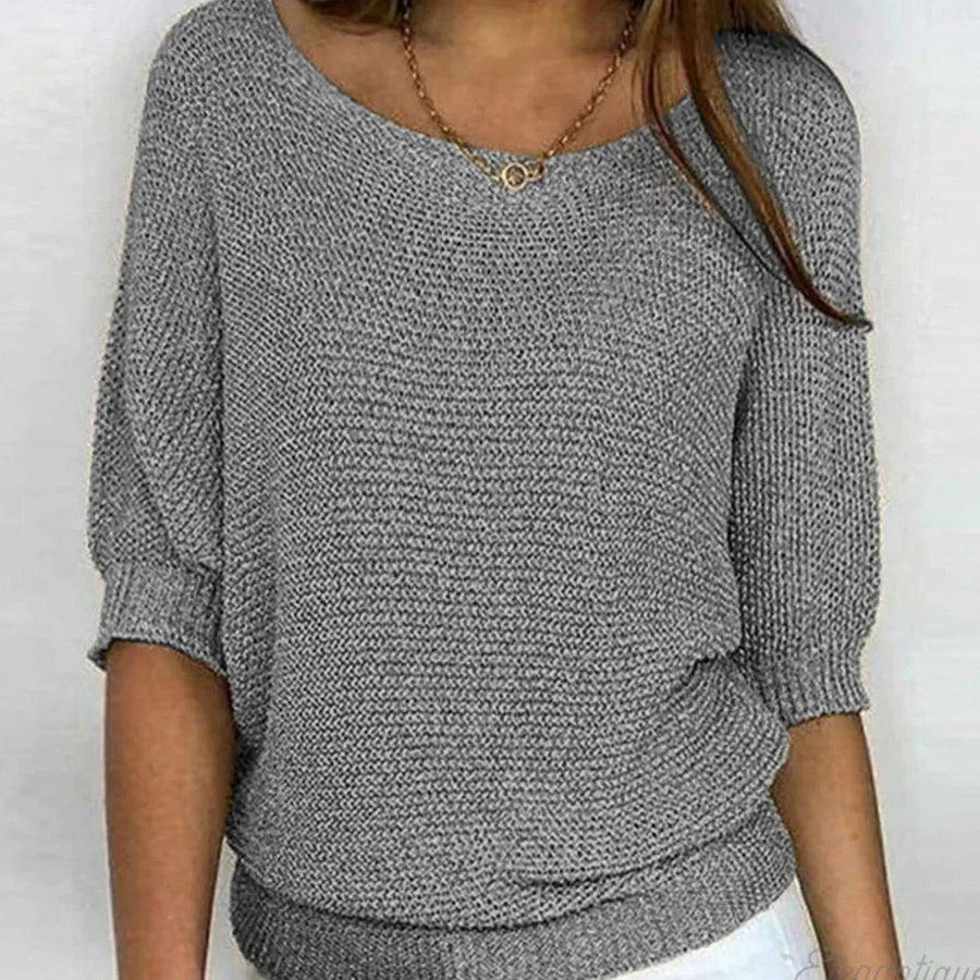 Mia | Women's Elegant Relaxed Crew Neck Knit Sweater