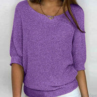 Mia | Women's Elegant Relaxed Crew Neck Knit Sweater