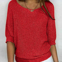 Mia | Women's Elegant Relaxed Crew Neck Knit Sweater