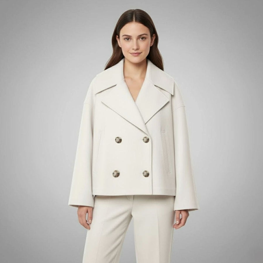 Lena | Women's Elegant Double Breasted Oversized Short Wool Coat