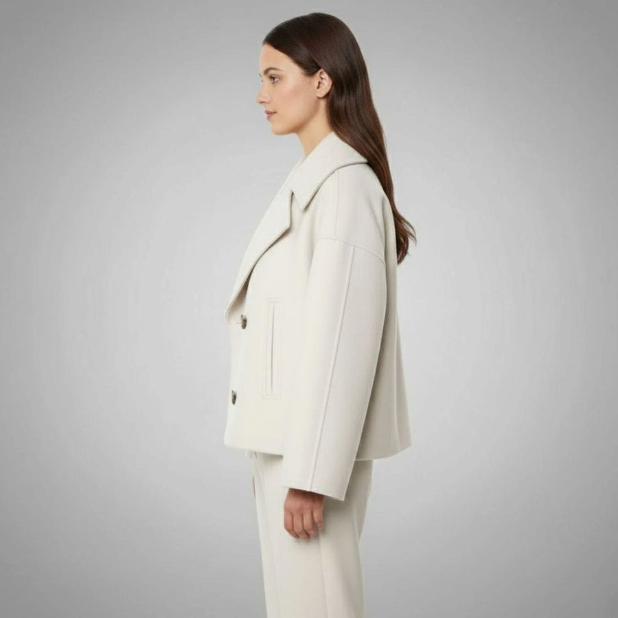 Lena | Women's Elegant Double Breasted Oversized Short Wool Coat