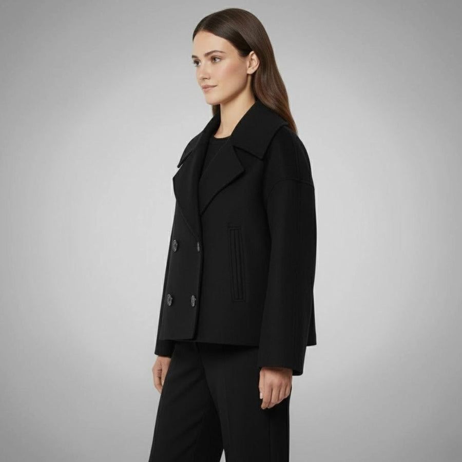 Lena | Women's Elegant Double Breasted Oversized Short Wool Coat