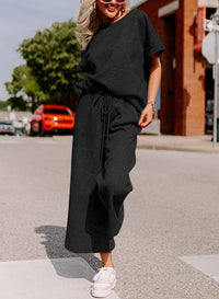 Elena Casual Jumpsuit with Elastic Waist in Black