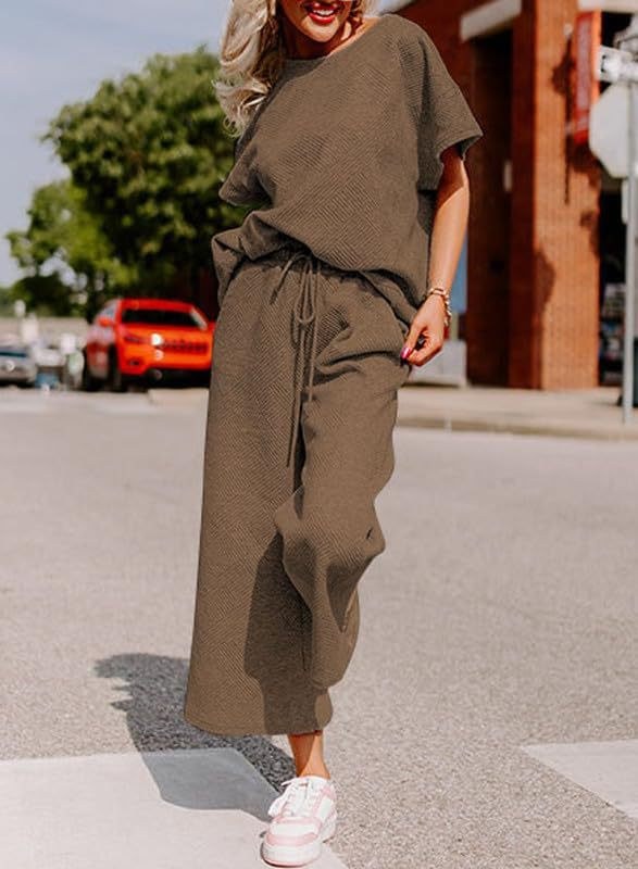 Elena Casual Jumpsuit with Elastic Waist in Brown