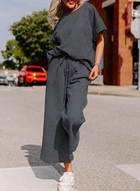 Elena Casual Jumpsuit with Elastic Waist in Dark Grey