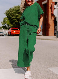 Elena Casual Jumpsuit with Elastic Waist in Green