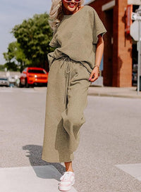 Elena Casual Jumpsuit with Elastic Waist in Khaki