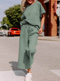 Elena Casual Jumpsuit with Elastic Waist in Light Green