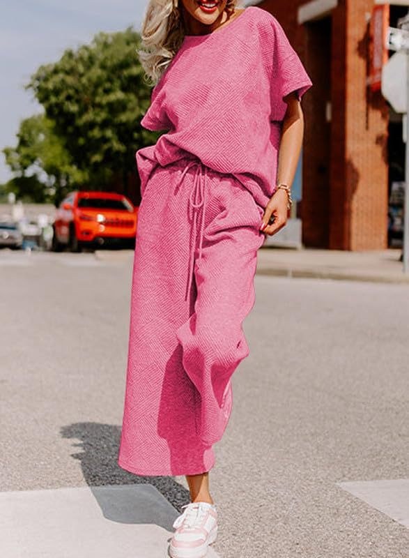 Elena Casual Jumpsuit with Elastic Waist in Pink