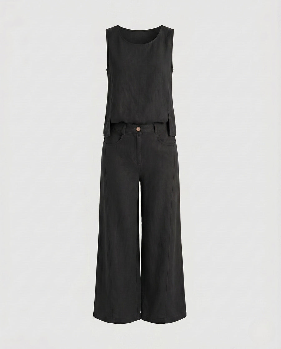 Elena Comfortable Linen Set in Black