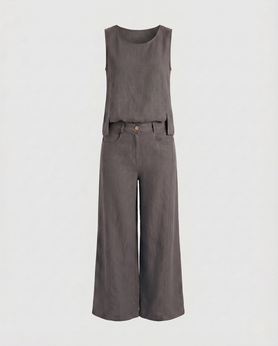 Elena Comfortable Linen Set in Grey