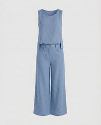 Elena Comfortable Linen Set in Light Blue
