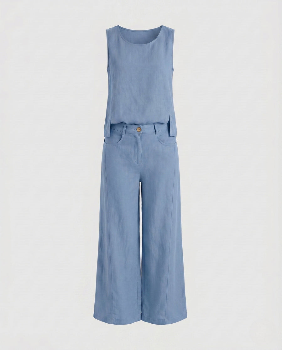 Elena Comfortable Linen Set in Light Blue