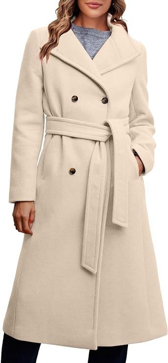 Elena Elegant Coat with Belted in Beige