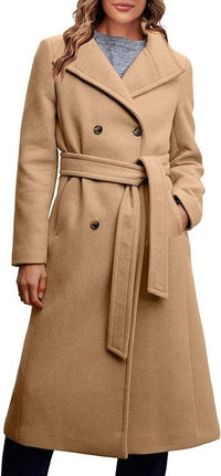 Elena Elegant Coat with Belted in Camel