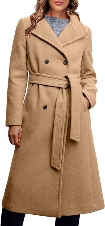 Elena Elegant Coat with Belted in Camel