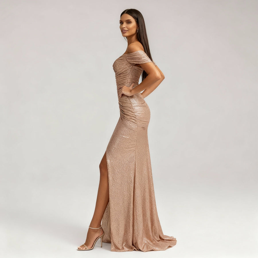 Elena Evening Dress in Champagne