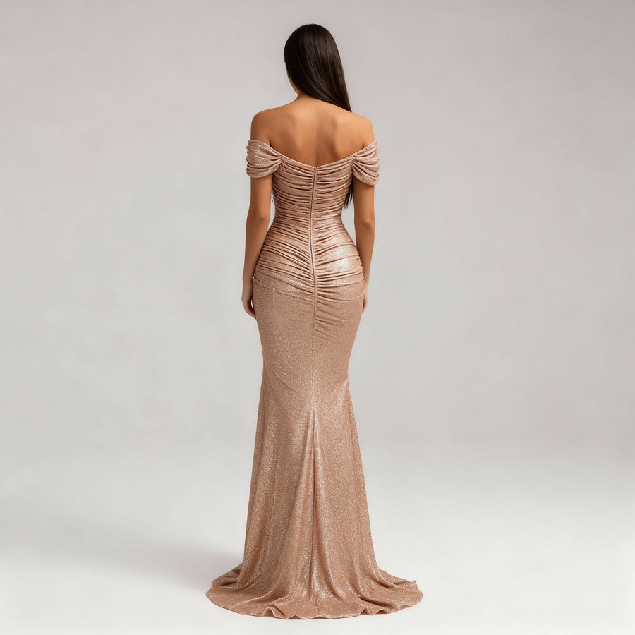 Elena Evening Dress in Champagne