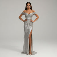 Elena Evening Dress in Silver